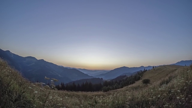 夏山上空万里无云的黎明。时间流逝视频素材