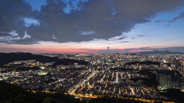 日落和夜景江南市区，首尔，韩国视频素材