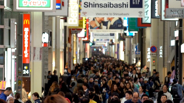 日本大阪道顿堀的商业街视频素材