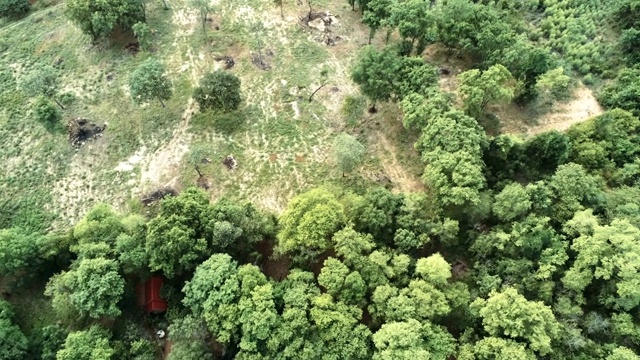 鸟瞰传统乡村泰国的佛寺。视频素材