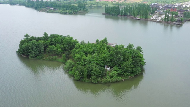 中国杭州跨湖桥遗址鸟瞰图视频素材