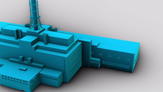 切尔诺贝利核电站石棺蓝色无人机视图视频素材