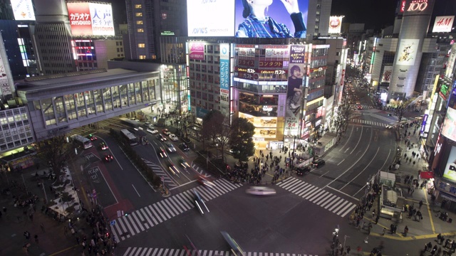 日本东京市中心著名的涉谷十字路口。视频素材