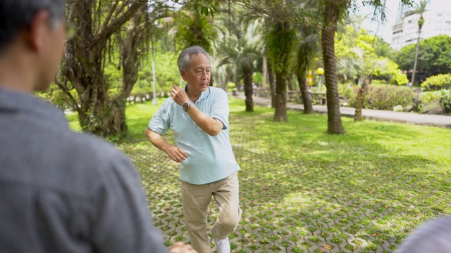 在公园里上太极课视频素材