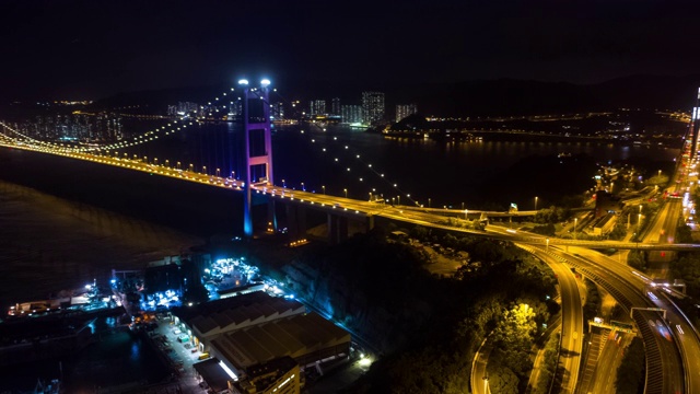 香港，青马大桥夜景视频素材