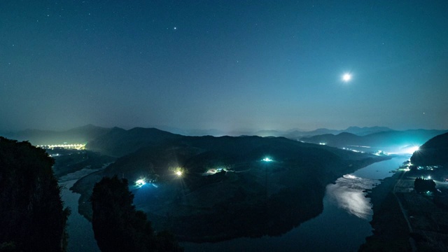 韩国江原道永峪半岛悬崖的夜空视频素材