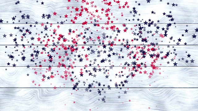 退伍军人日动画在白色木制背景与红色，蓝色的星星。向所有为国效力的人致敬。11月11日。美国铭记和尊敬视频下载