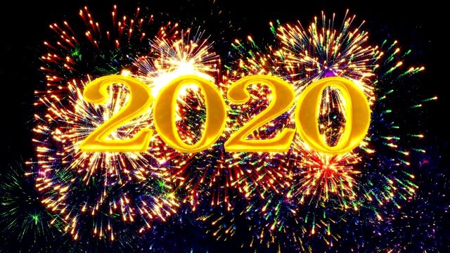 2020年新年快乐，用4K金灿灿的烟花。视频素材