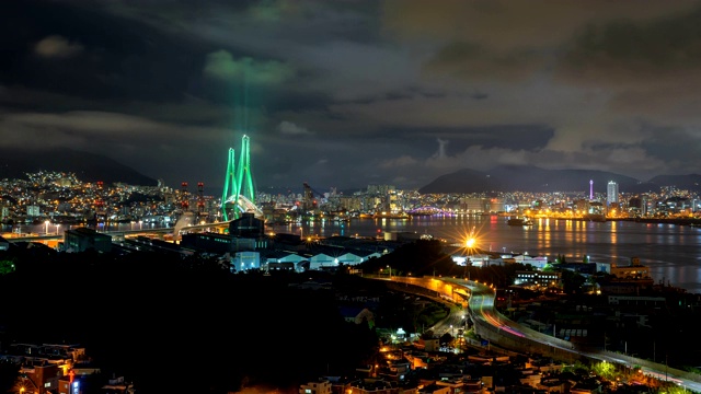 韩国釜山甘门洞地区的夜景视频素材