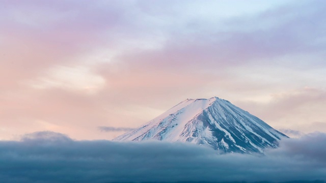 延时:航拍富士山日出川口湖黎明视频素材