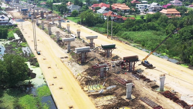 正在施工道路鸟瞰图视频素材