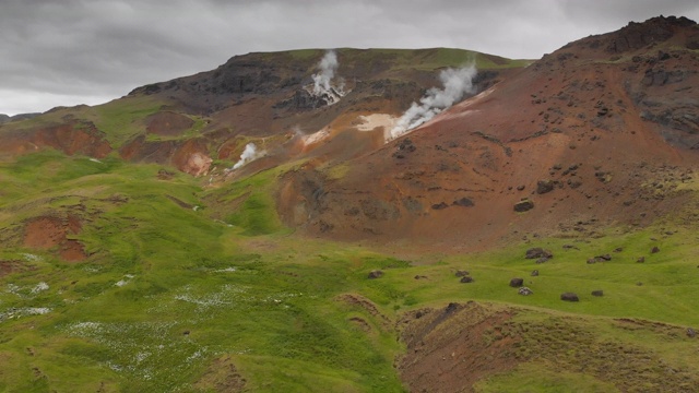 冰岛火山和地热景观与喷气孔视频素材