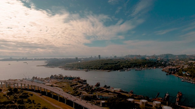 城市景观鸟瞰图。符拉迪沃斯托克视频素材