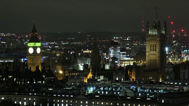 英国伦敦，威斯敏斯特宫和大本钟夜景视频素材