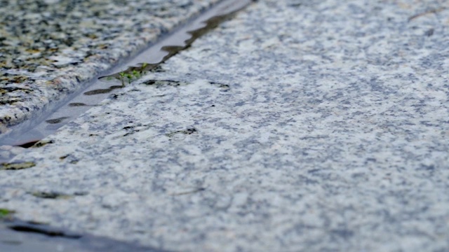 秋天的雨水滴落在街道上，形成巨大的气泡视频素材