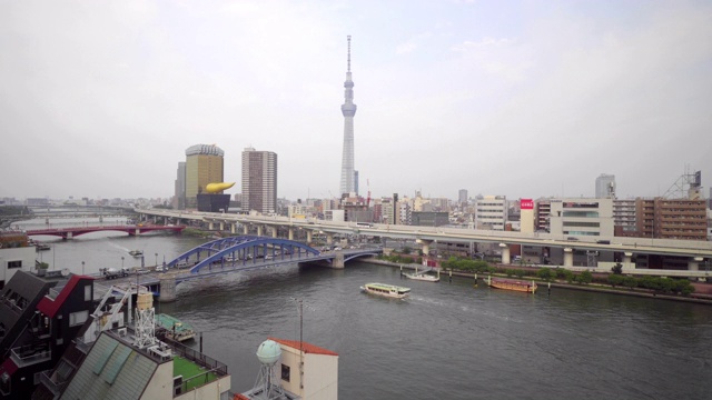 美丽的建筑建筑与东京的天空树和城市生活在日本东京视频素材