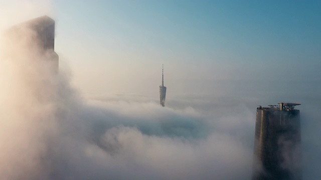 4k镜头:广州日出时的天际线视频素材