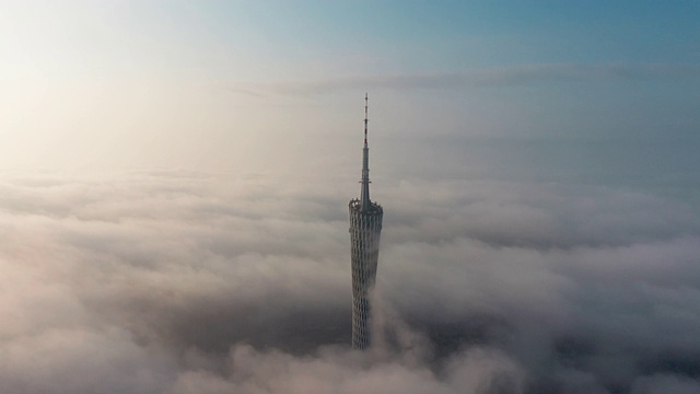 4k镜头:广州日出时的天际线视频素材