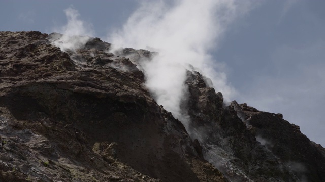 烟从火山口升起，日本。视频素材