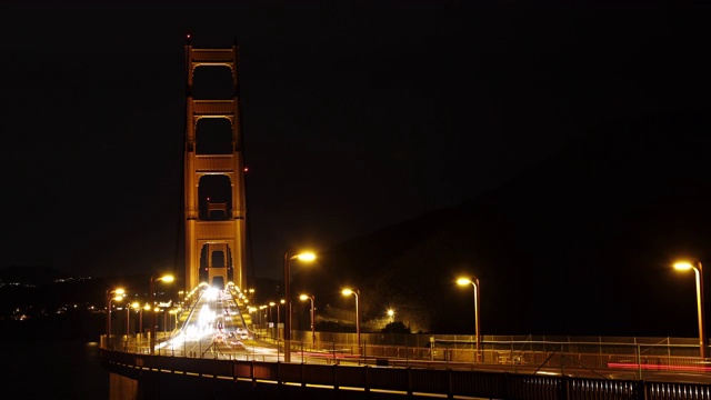 夜景时光，金门大桥交通视频素材