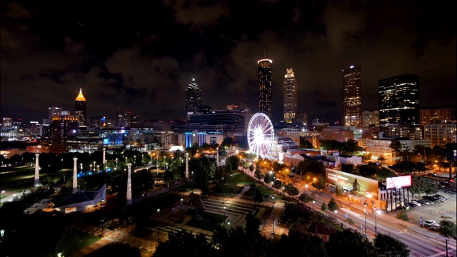 亚特兰大市中心的夜景，时光流逝视频素材