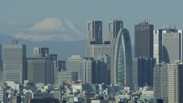 宽，富士山和模式学园茧塔视频素材