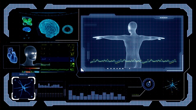 未来界面HUD和人形图形视频下载
