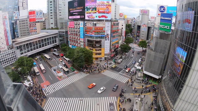 俯瞰日本东京涩谷十字路口视频素材