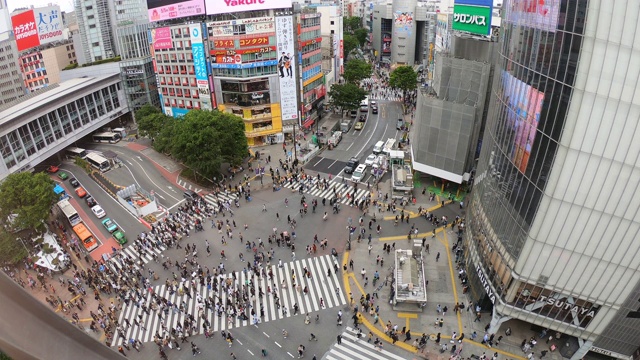 俯瞰日本东京涩谷十字路口视频素材