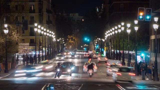 夜间街道上交通的时间间隔视频素材