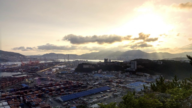 仁川港周边地区的日落景观视频素材