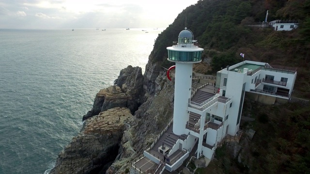 釜山大宗台海景和永道灯塔视频素材