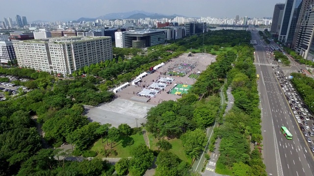 韩国首尔的悠道公园和悠道城市景观视频素材