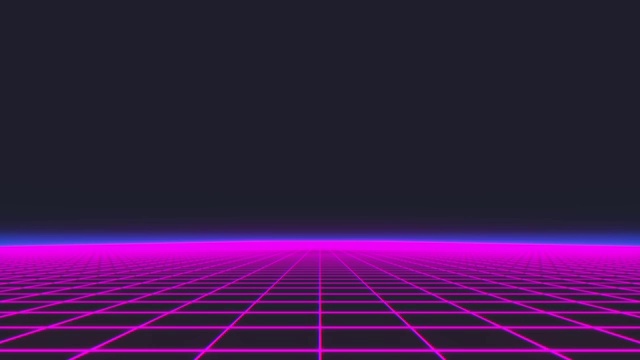 Synthwave线框网80复古未来主义背景3d插图渲染无缝循环视频素材