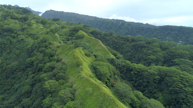 无人机拍摄的塔希提岛的青山。——延时视频素材