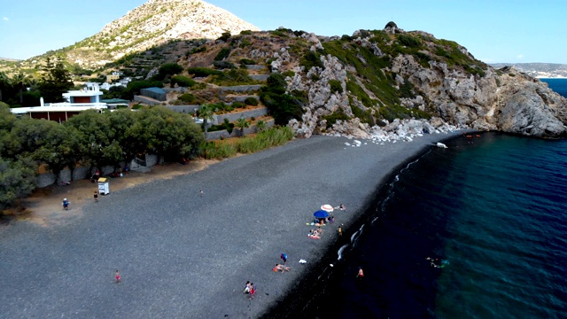 马夫拉沃利亚火山海滩空中Chios /希腊视频素材