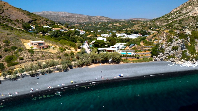 马夫拉沃利亚火山海滩空中Chios /希腊视频素材