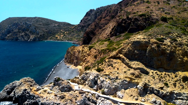 马夫拉沃利亚火山海滩空中Chios /希腊视频素材