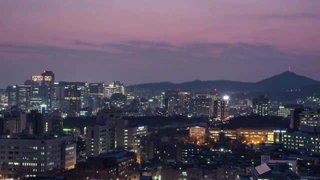 韩国首尔中野区大汉野地区日落至夜景视频素材