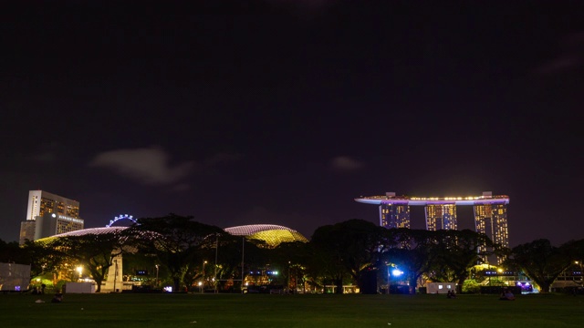 夜色照亮了新加坡城市著名的中央全景，时间跨度为4k视频素材