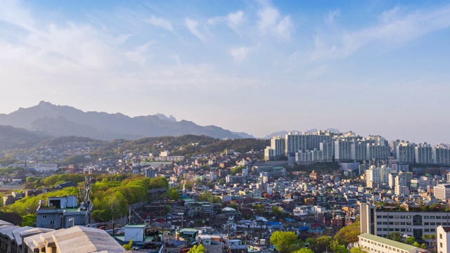 韩国首尔城市天际线的时间流逝。视频素材