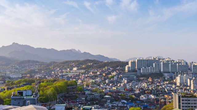 韩国首尔城市天际线的时间流逝。视频素材