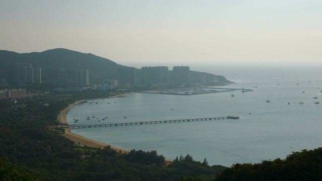 日落时间三亚市湾码头公园山顶全景4k海南中国视频素材