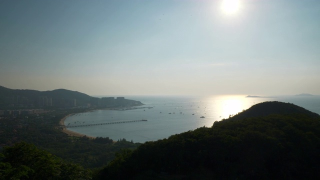 日落时间三亚市湾码头公园山顶全景4k海南中国视频素材