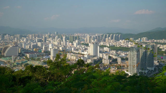 三亚城市风景日落时间公园山顶全景4k海南中国视频素材