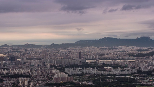 韩国首尔港东谷、光津谷和汉江的城市景观视频素材