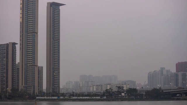 珠海市滨江澳门湾傍晚时间澳门城湾公园顶层屋顶白天时间全景时间间隔4k中国视频素材