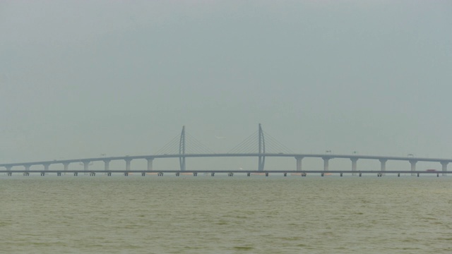 日落时间澳门城市珠海香港交通大桥湾全景时间间隔4k中国视频素材