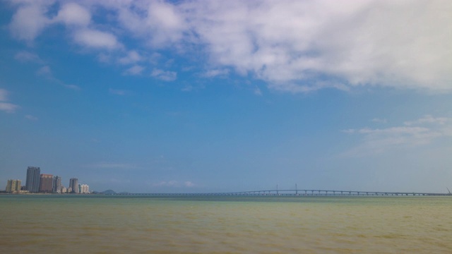 珠海湾阳光日澳门香港交通大桥全景时间间隔4k中国视频素材