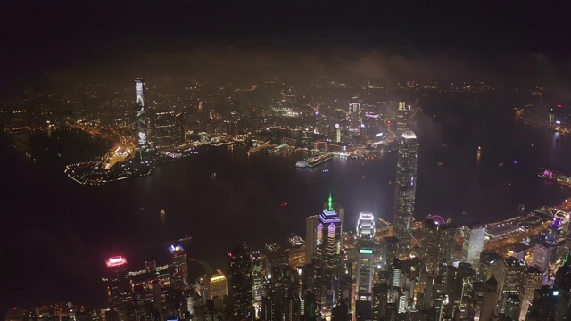 中国香港夜间城市景观鸟瞰图视频素材